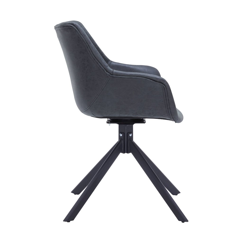 Markley Modern Leather Dining Swival Arm Chair in Black. Picture 8