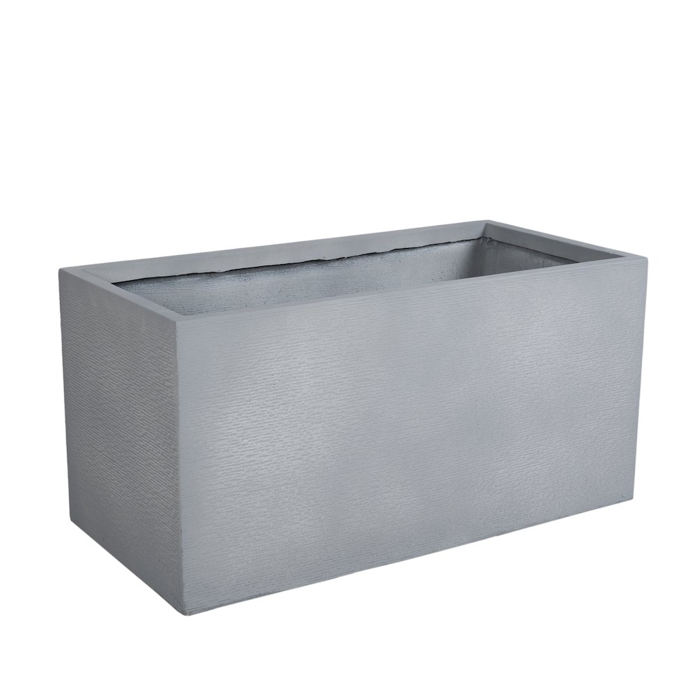 Flora Series Rectangle Poly Stone Planter in Grey 23.6 x 23.6, 47.2 Long. Picture 1