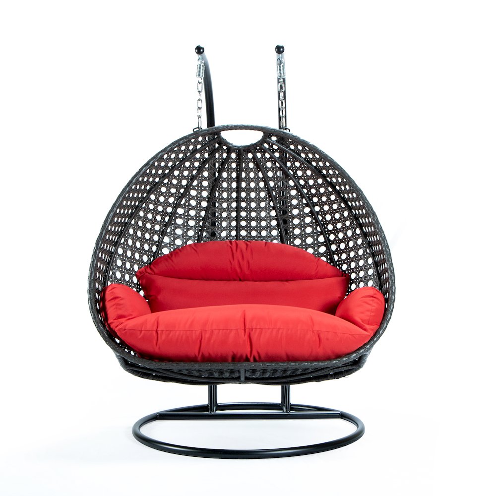 Charcoal Wicker Hanging 2 person Egg Swing Chair. Picture 9