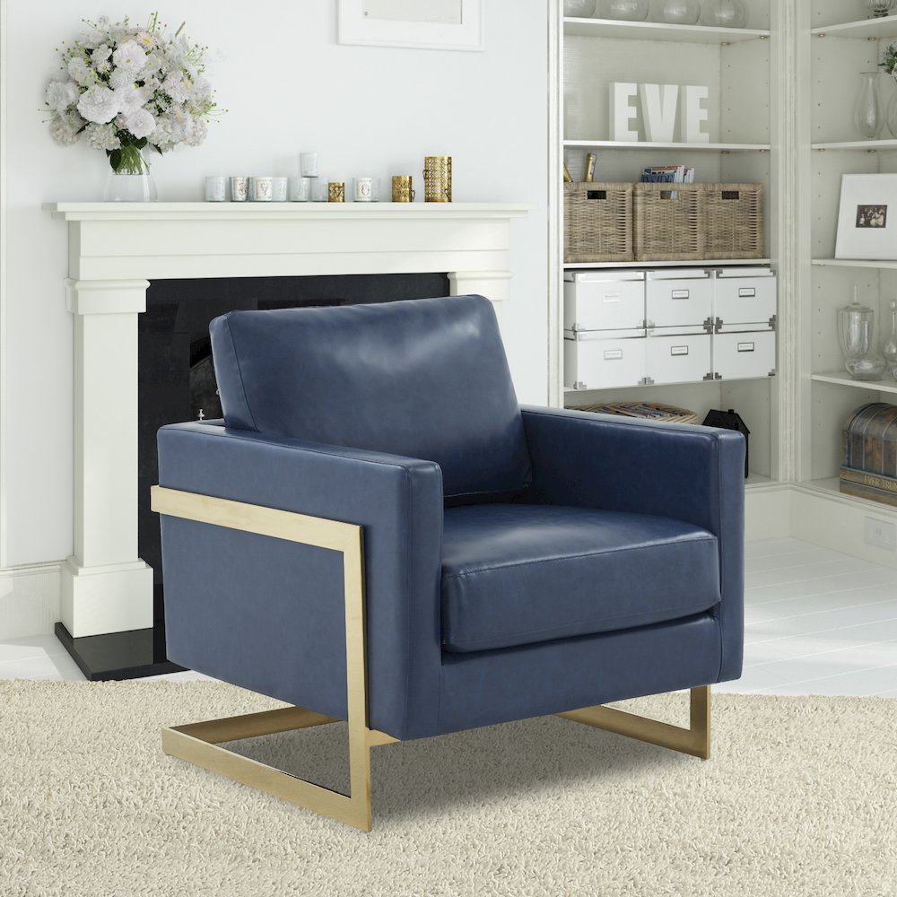 Lincoln Leather Accent Armchair With Gold Frame. Picture 4
