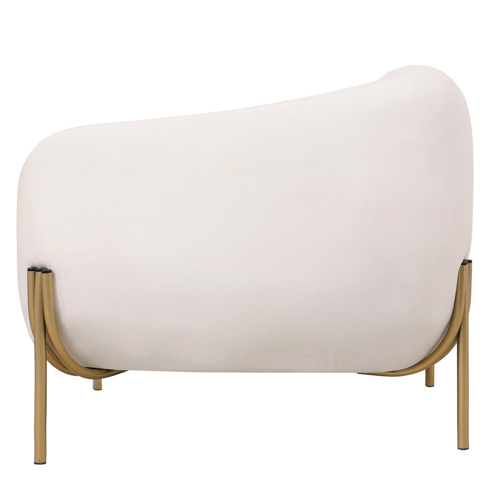 Zuno Collection Modern Single Seater Sofa in White Velvet. Picture 11