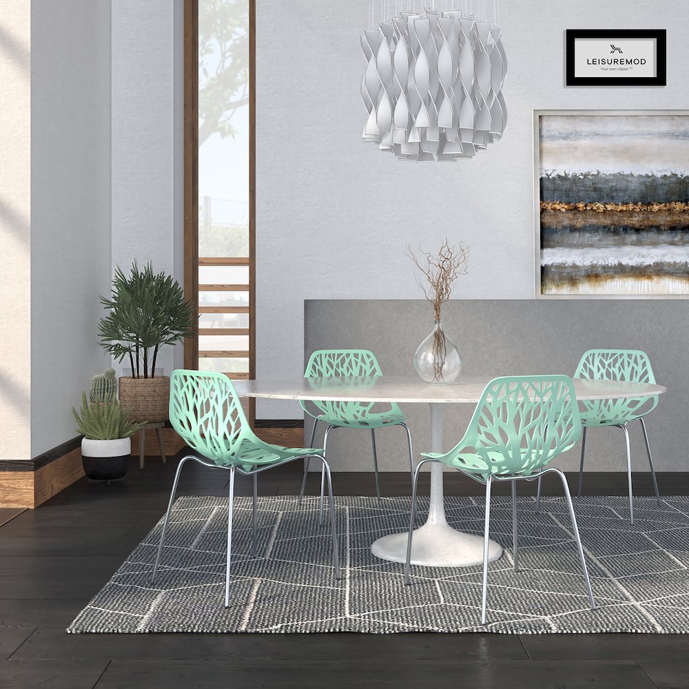 Modern Asbury Dining Chair w/ Chromed Legs, Set of 4. Picture 10