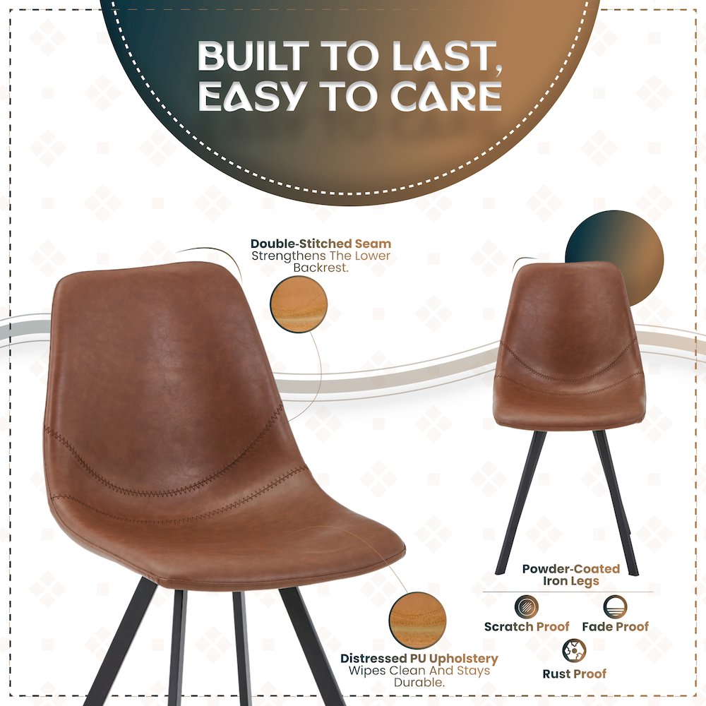 Markley Modern Leather Dining Chair With Metal Legs. Picture 6