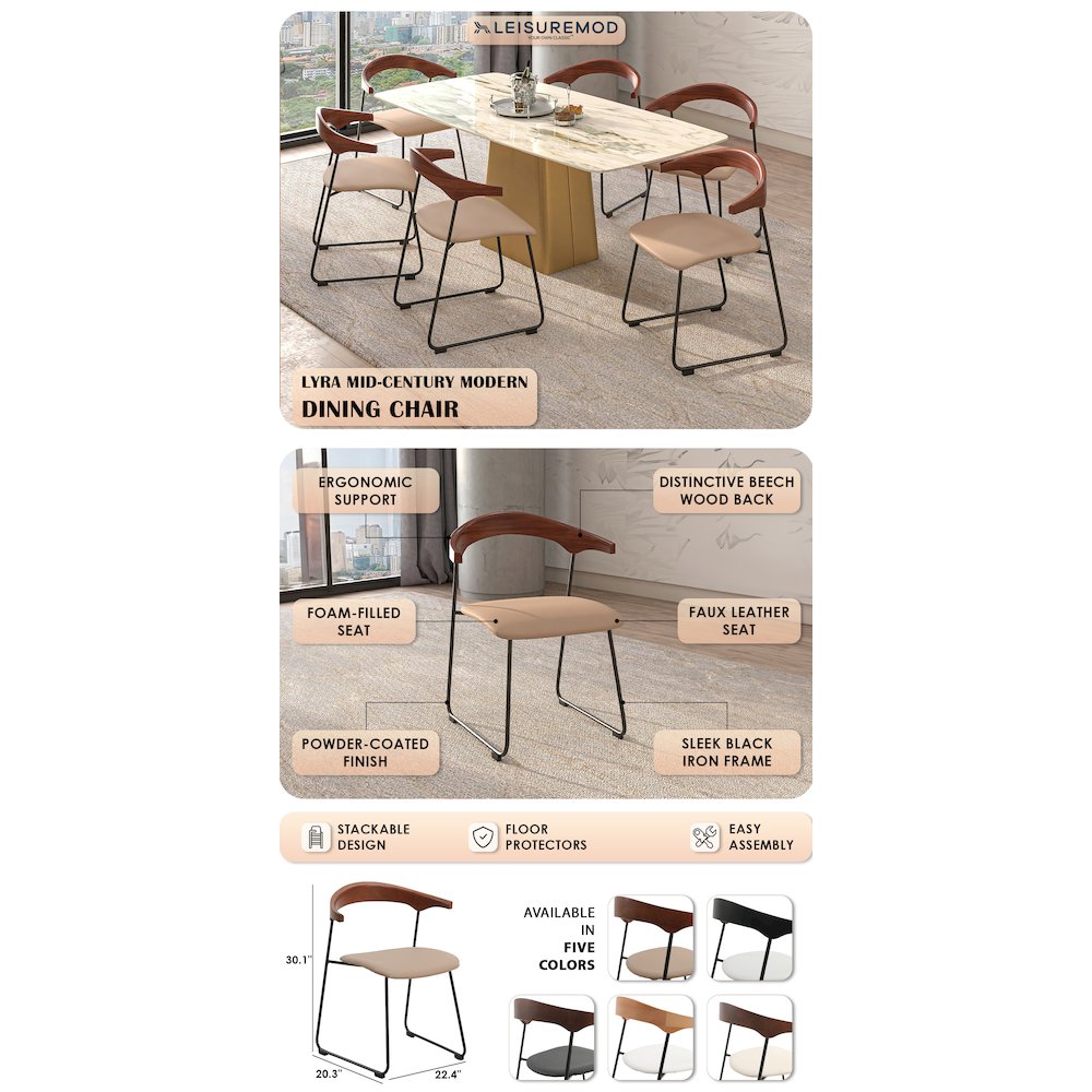 Lyra Collection Modern Chair in Dark Wood back and Taupe Seat. Picture 7