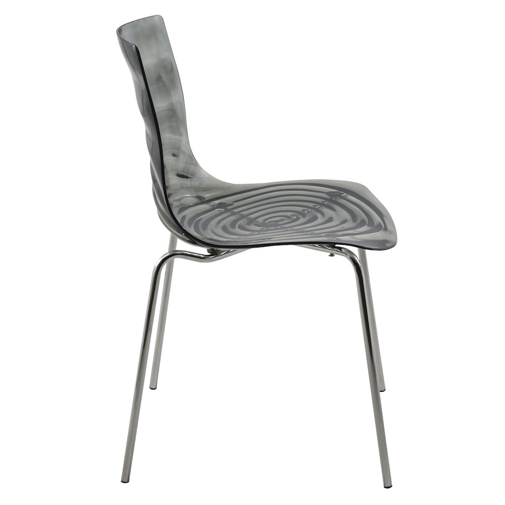Astor Water Ripple Design Dining Chair in Black Base Trans BlackSeat. Picture 5