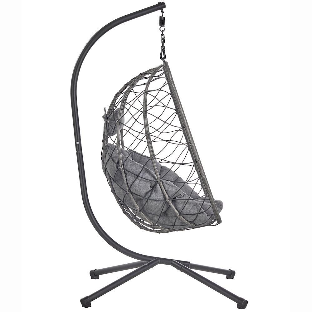 Summit Series Outdoor Egg Swing Chair In Black With CHarcoal Cushions. Picture 7