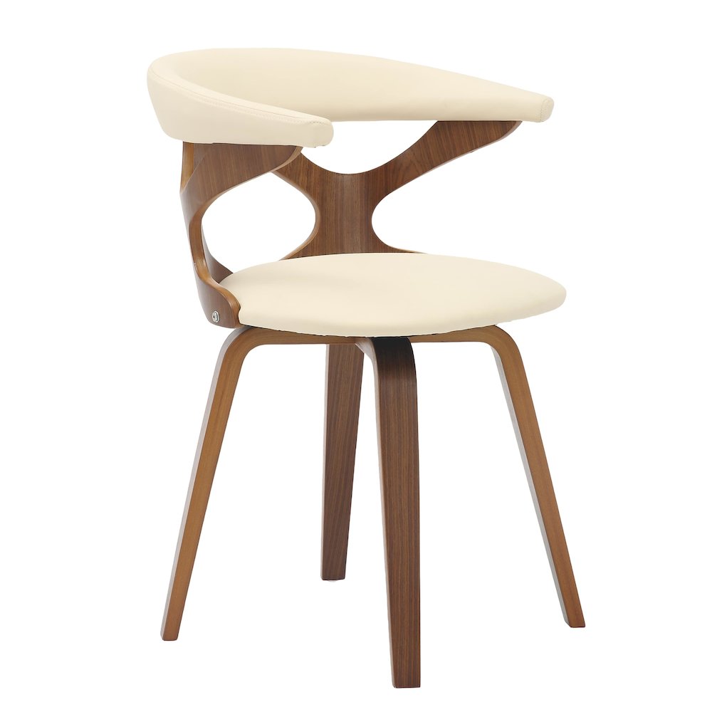Modern Wooden Dining Chair, Walnut Frame in Taupe Klyne Collection By LeisrueMod. Picture 5
