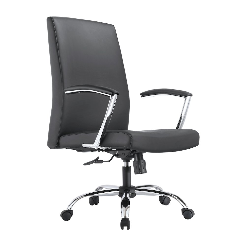Evander Series Office Chair in Black Leather. Picture 1