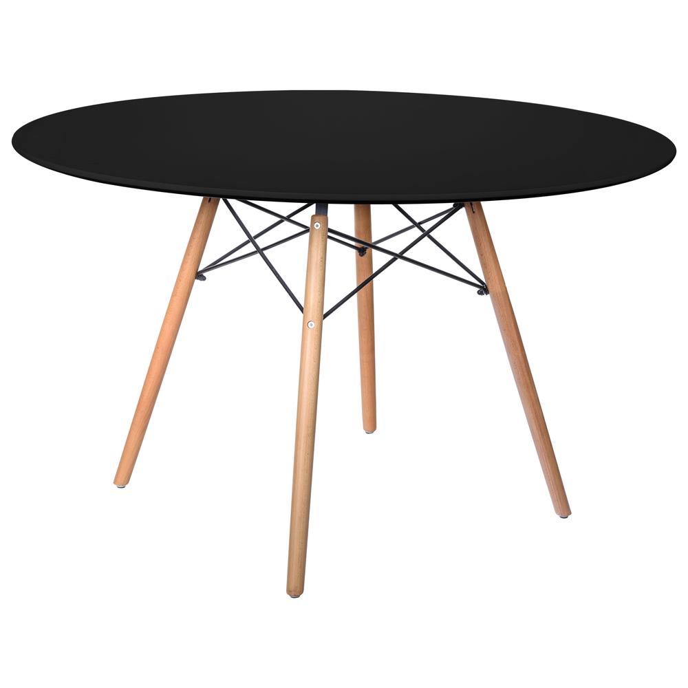 Dover Round Wooden Top Dining Table W/ Natural Wood Eiffel Base. Picture 1