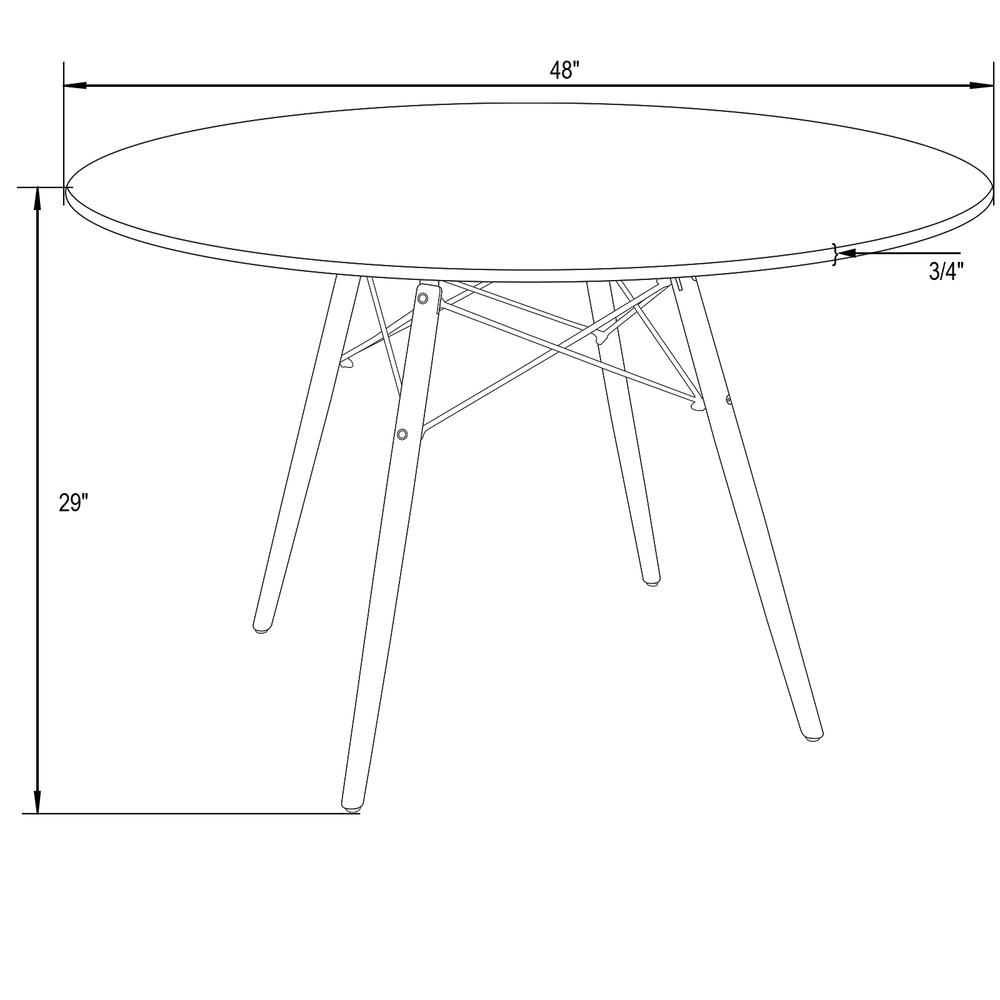 Dover Round Wooden Top Dining Table W/ Natural Wood Eiffel Base. Picture 6