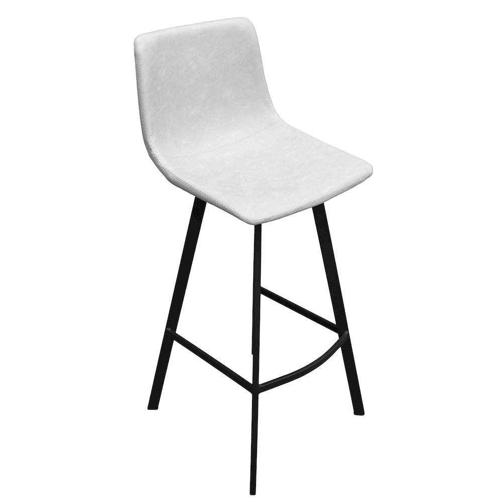 Elland Modern Upholstered Leather Bar Stool With Iron Legs & Footrest. Picture 10
