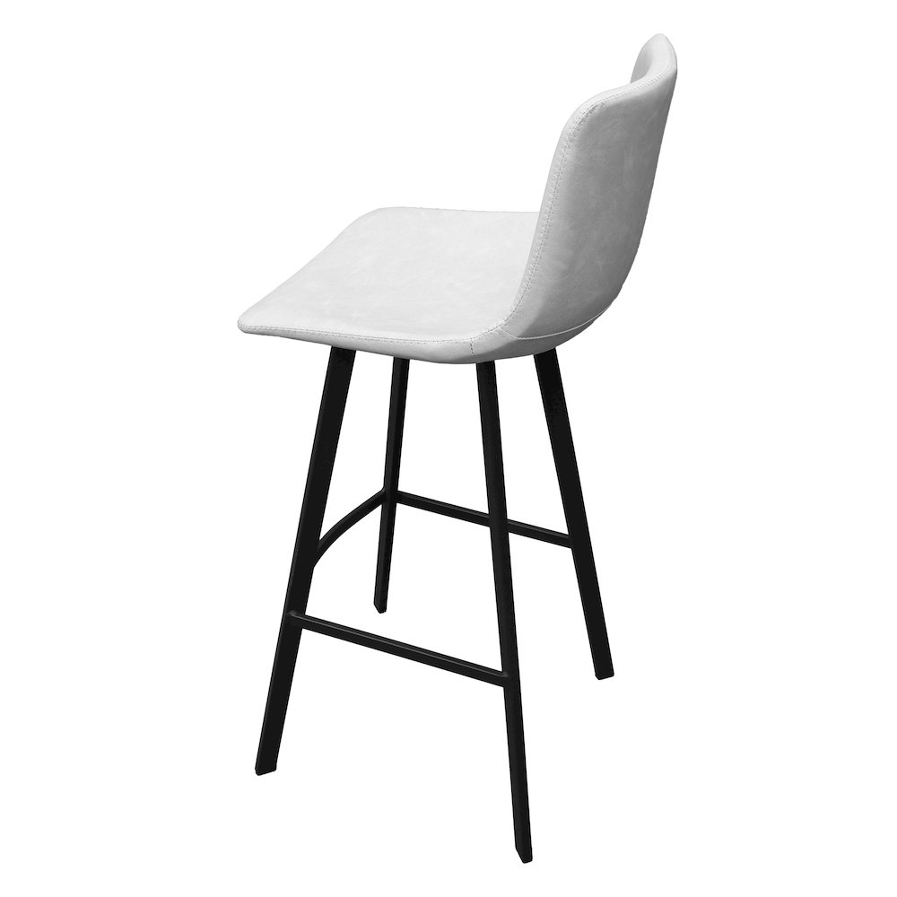 Elland Modern Upholstered Leather Bar Stool With Iron Legs & Footrest. Picture 12