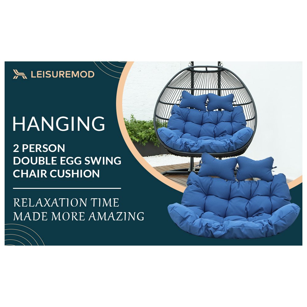 Wicker 2 Person Double Folding Hanging Egg Swing Cushion. Picture 11
