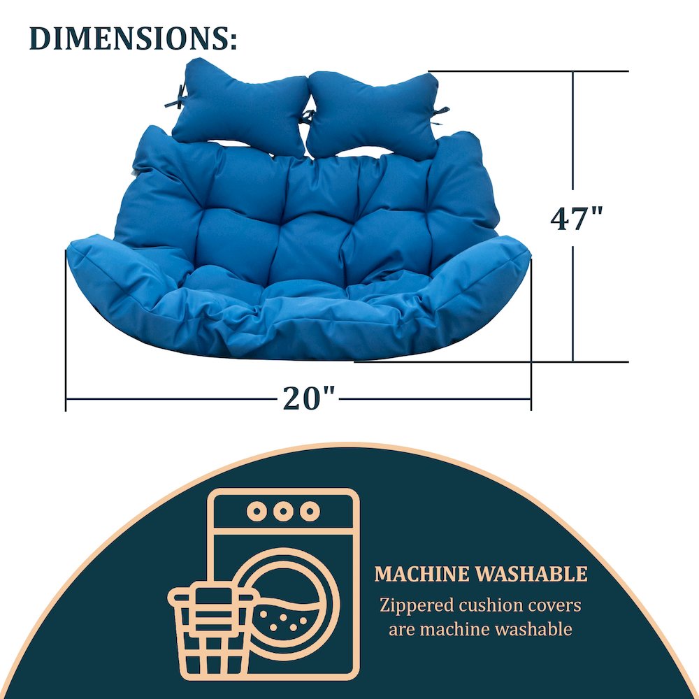 Wicker 2 Person Double Folding Hanging Egg Swing Cushion. Picture 10