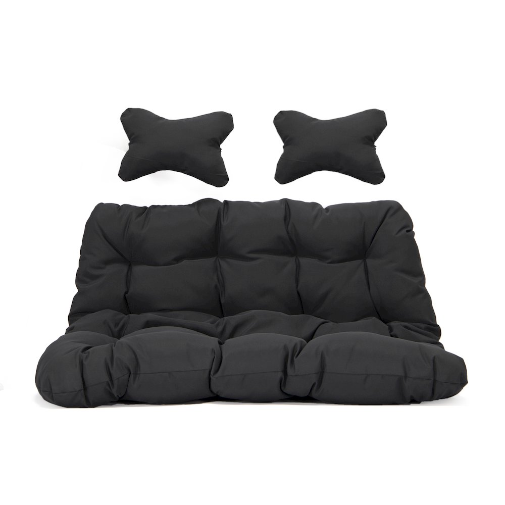 LeisureMod Wicker 2 Person Double Folding Hanging Egg Swing Cushion. Picture 9
