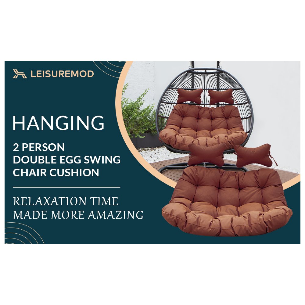 Wicker 2 Person Double Folding Hanging Egg Swing Cushion. Picture 11