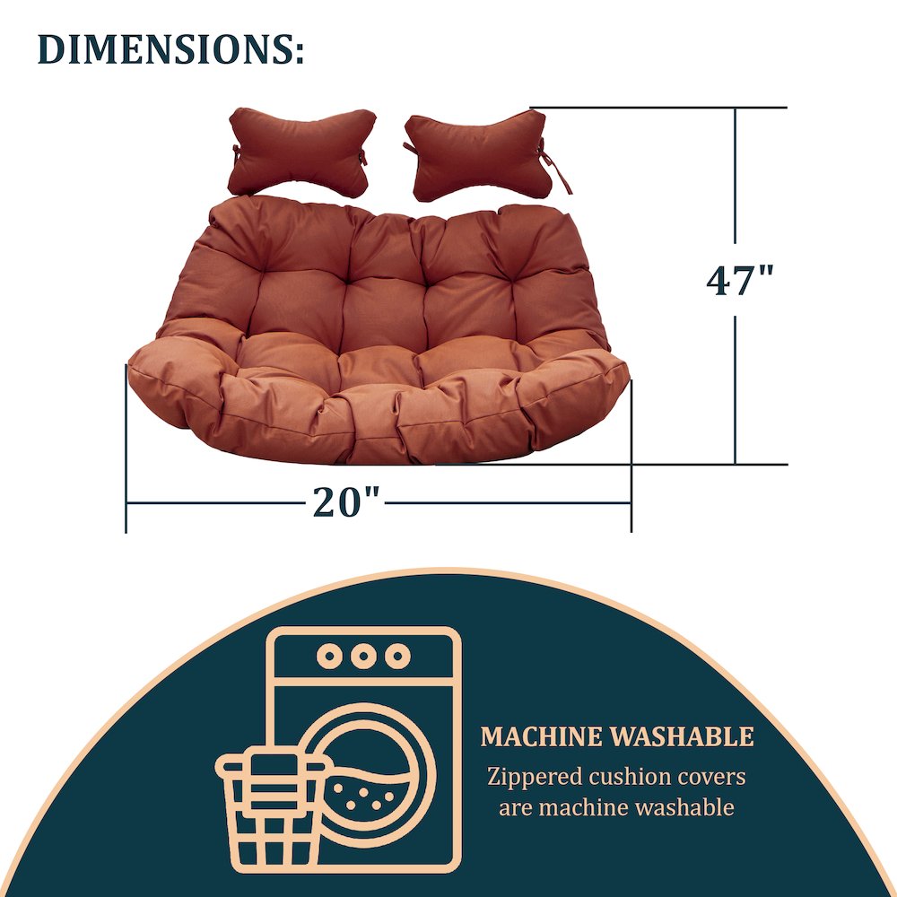 Wicker 2 Person Double Folding Hanging Egg Swing Cushion. Picture 10
