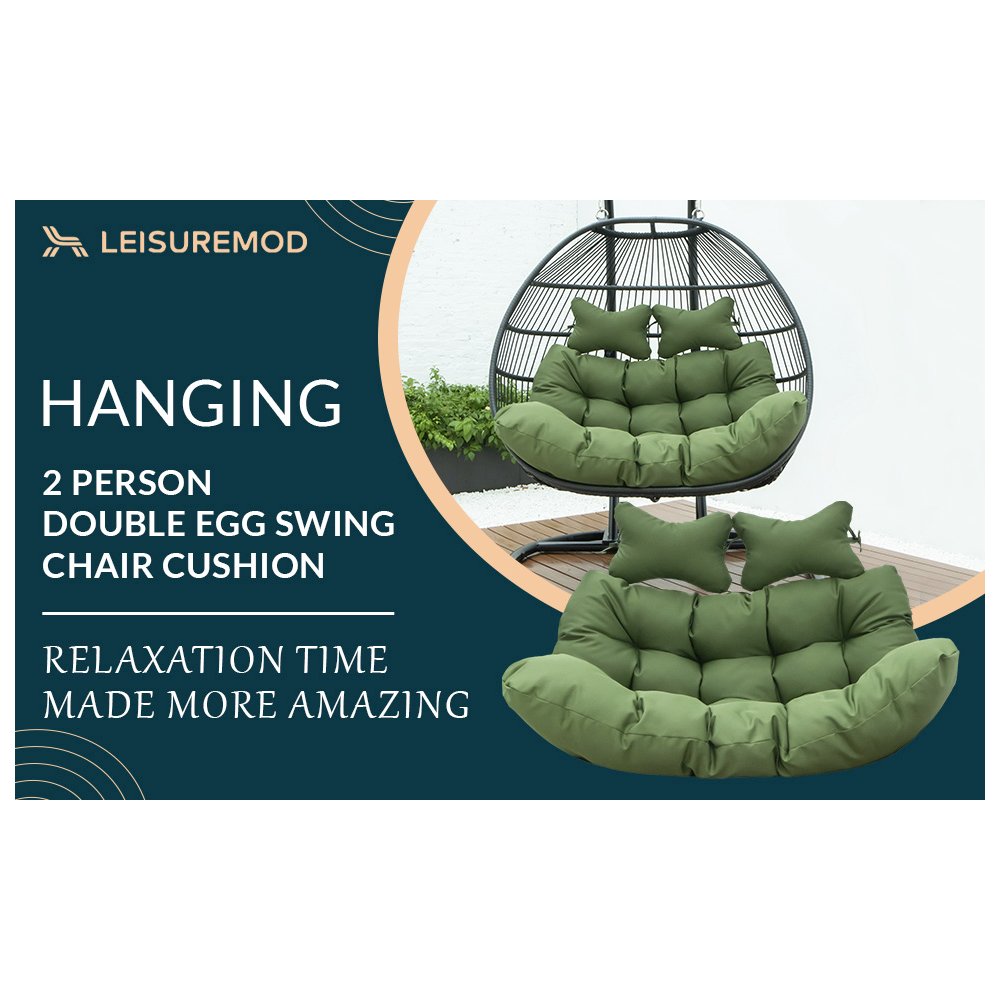 Wicker 2 Person Double Folding Hanging Egg Swing Cushion. Picture 11
