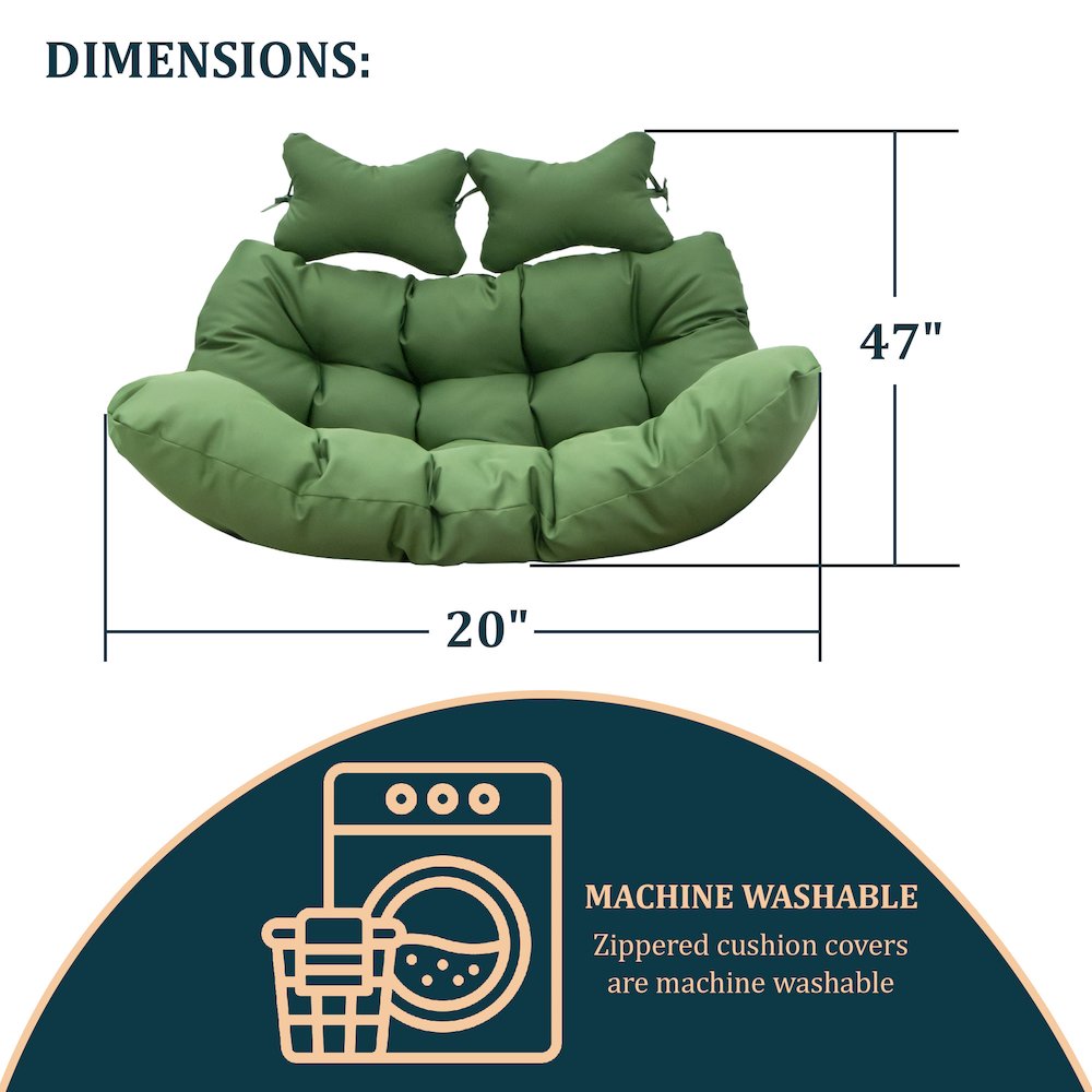 Wicker 2 Person Double Folding Hanging Egg Swing Cushion. Picture 10