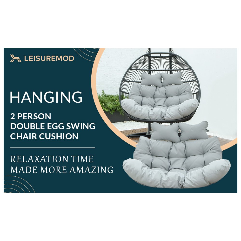 Wicker 2 Person Double Folding Hanging Egg Swing Cushion. Picture 11