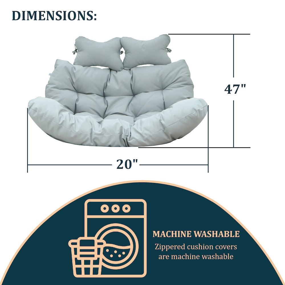 Wicker 2 Person Double Folding Hanging Egg Swing Cushion. Picture 10