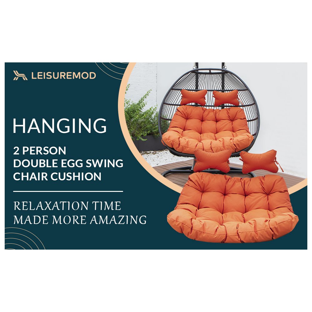 Wicker 2 Person Double Folding Hanging Egg Swing Cushion. Picture 11
