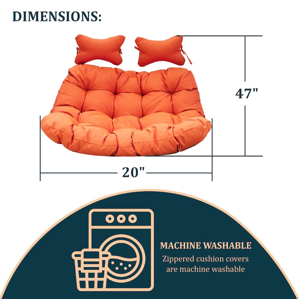 Wicker 2 Person Double Folding Hanging Egg Swing Cushion. Picture 9