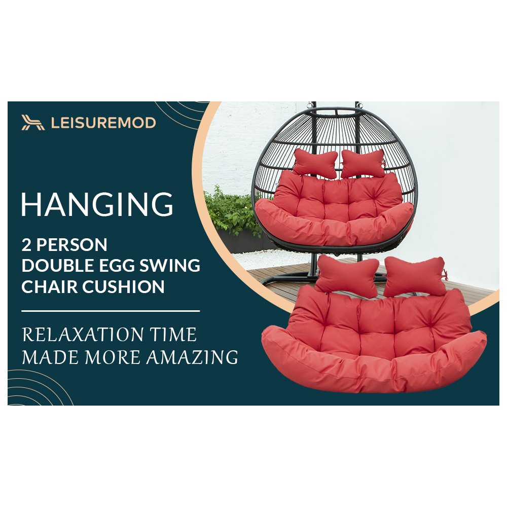 Wicker 2 Person Double Folding Hanging Egg Swing Cushion. Picture 11