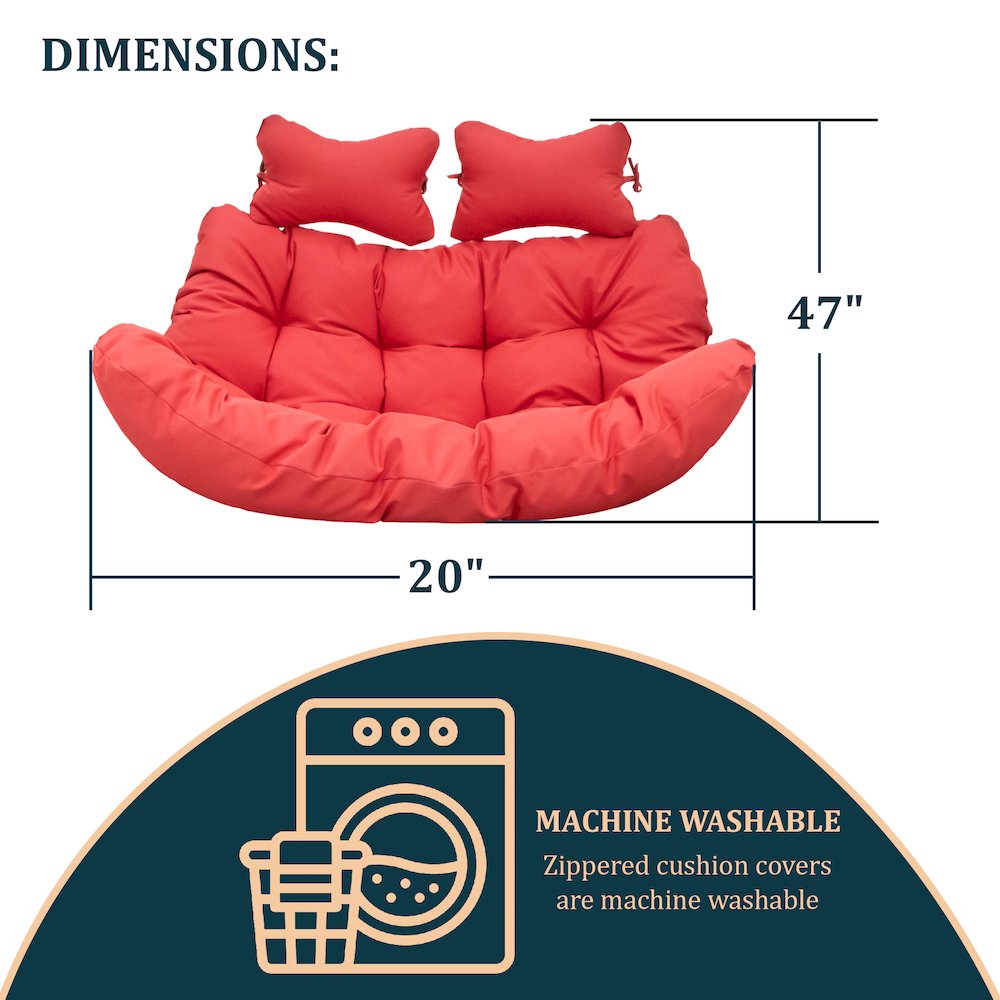 Wicker 2 Person Double Folding Hanging Egg Swing Cushion. Picture 10