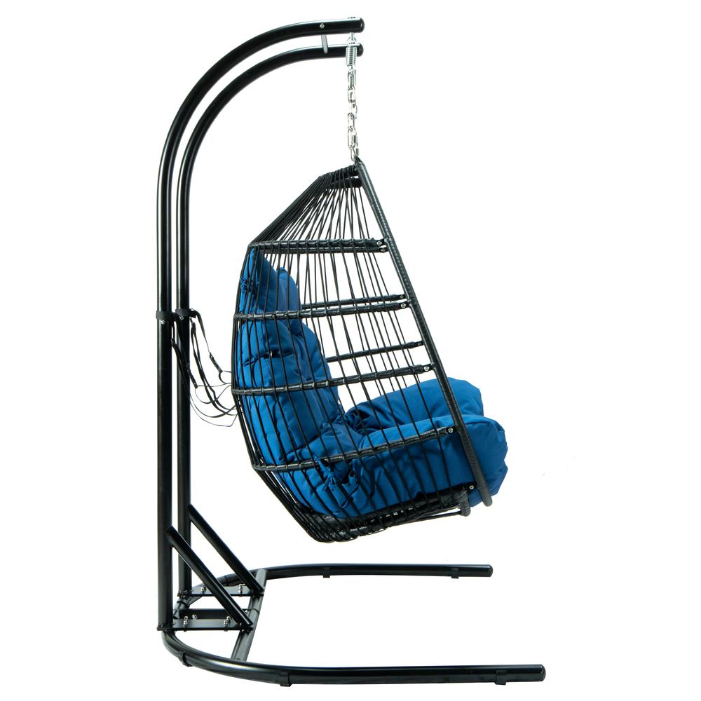 LeisureMod Wicker 2 Person Double Folding Hanging Egg Swing Chair ESCF52BU. Picture 3