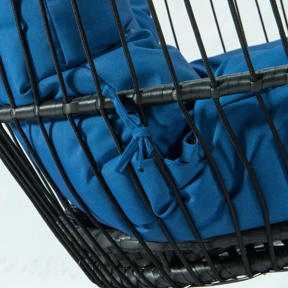 LeisureMod Wicker 2 Person Double Folding Hanging Egg Swing Chair ESCF52BU. Picture 6