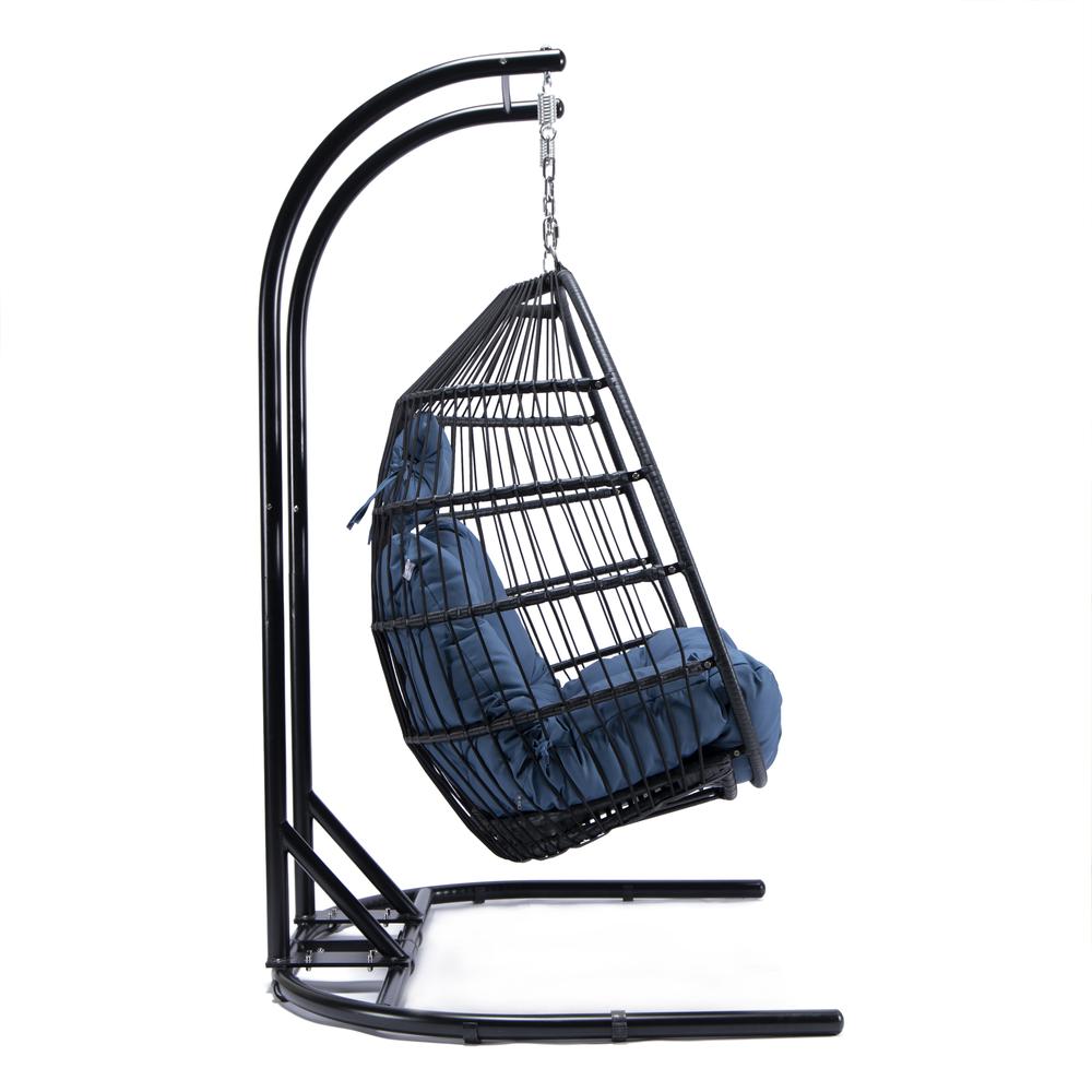 LeisureMod Wicker 2 Person Double Folding Hanging Egg Swing Chair ESCF52NBU. Picture 3
