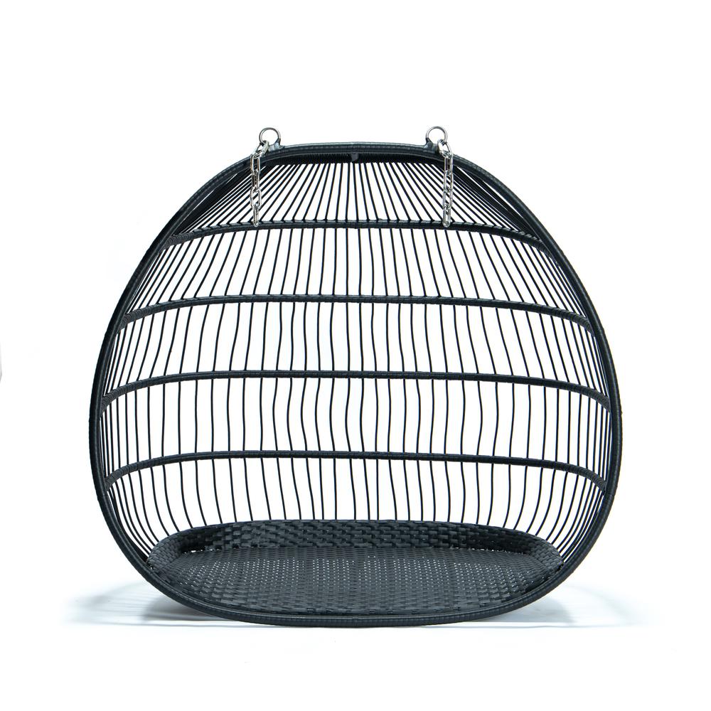 LeisureMod Wicker 2 Person Double Folding Hanging Egg Swing Chair ESCF52NBU. Picture 18