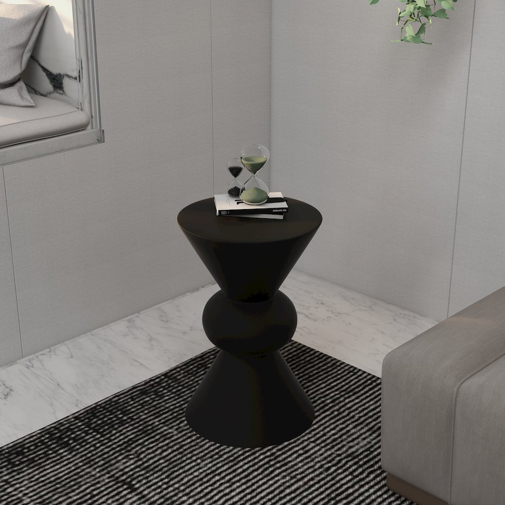 Echo Collection Fiberglass Outdoor Side Table in Dark Grey. Picture 27