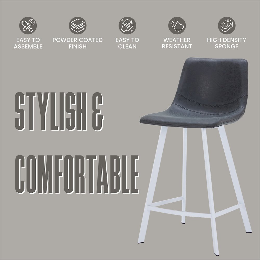 Elland - Counter stool -White Base-Charcoal Black. Picture 16