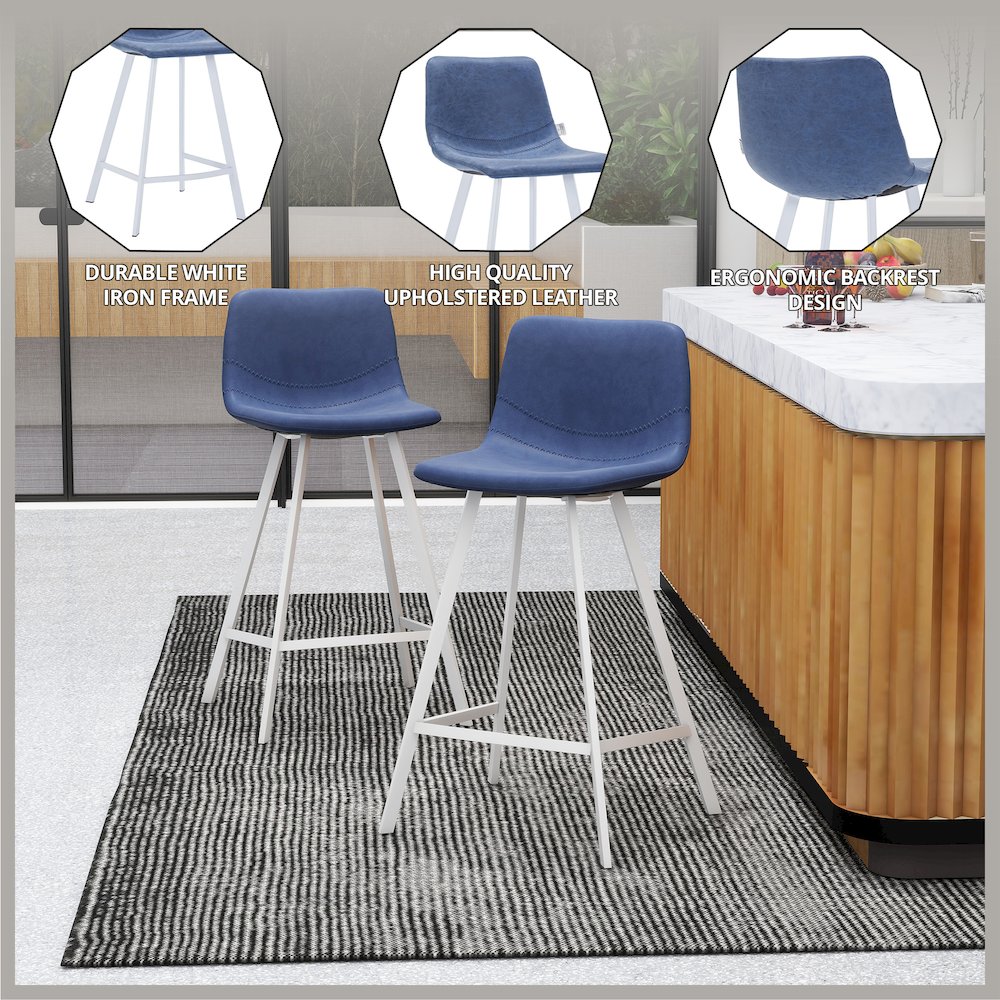Elland - Counter stool - Peacock Blue - White Base. Picture 15