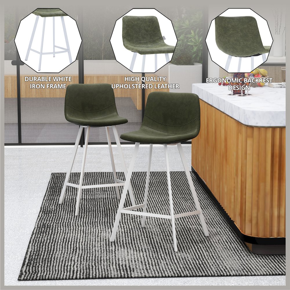 Elland - Counter stool - Olive Green- White Base. Picture 14
