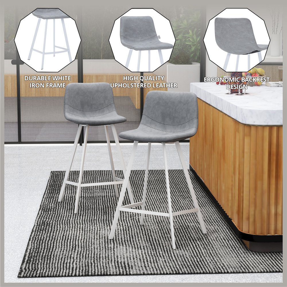 Elland - Counter stool -Light Grey- White base. Picture 14