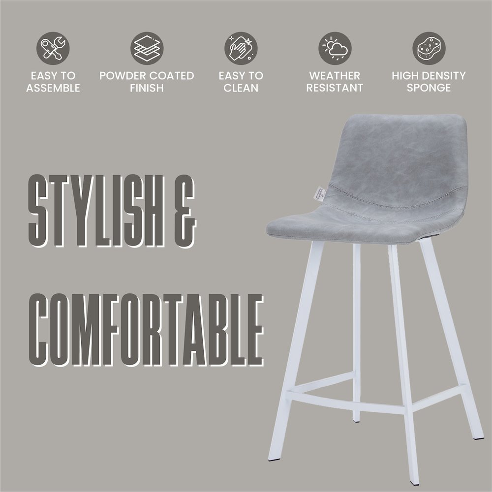 Elland - Counter stool -Light Grey- White base. Picture 15