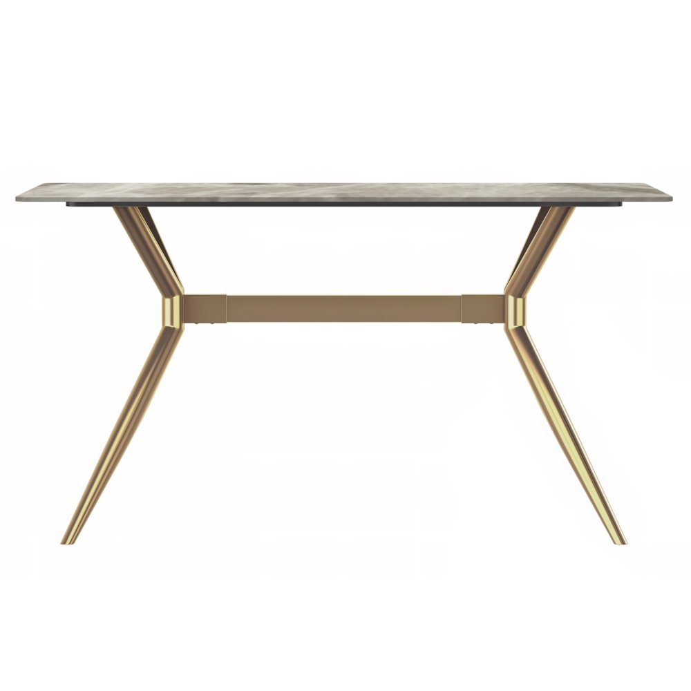 Gold Stainless Steel Dining Table 55" With Deep Grey Sintered Stone Top. Picture 6