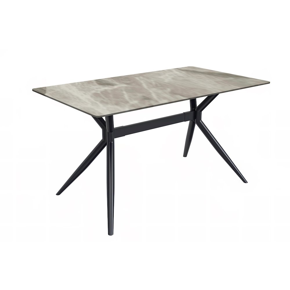 Black Carbon Steel Dining Table 62 With Deep Grey Sintered Stone Top. Picture 1