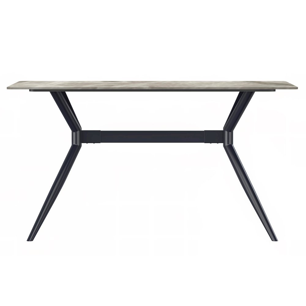 Black Carbon Steel Dining Table 62 With Deep Grey Sintered Stone Top. Picture 6