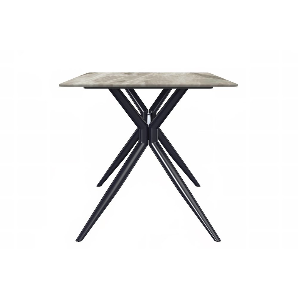 Black Carbon Steel Dining Table 62 With Deep Grey Sintered Stone Top. Picture 7