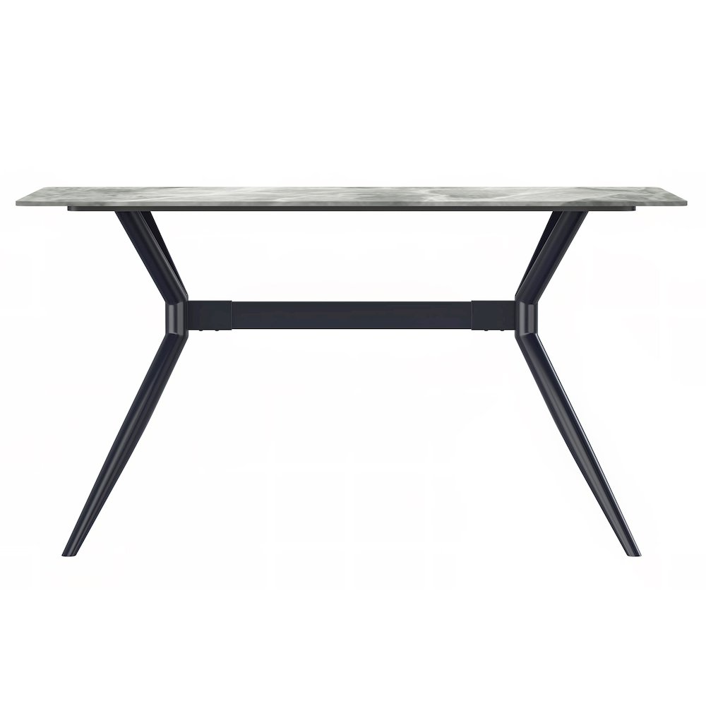 Black Carbon Steel Dining Table 62 With Light Grey Sintered Stone Top. Picture 6