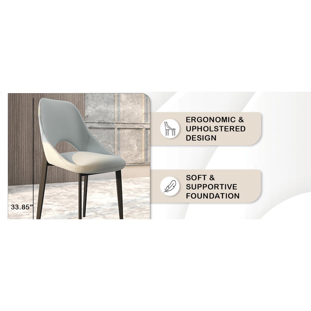 Amalfi Collection Modern Fabric Dining Chair in Coconut White. Picture 6