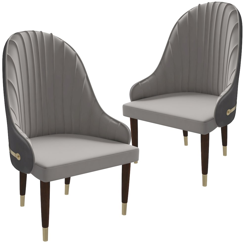 Elara Collection Wooden Dining Chair in Two-Tone Grey Set of 2. Picture 2