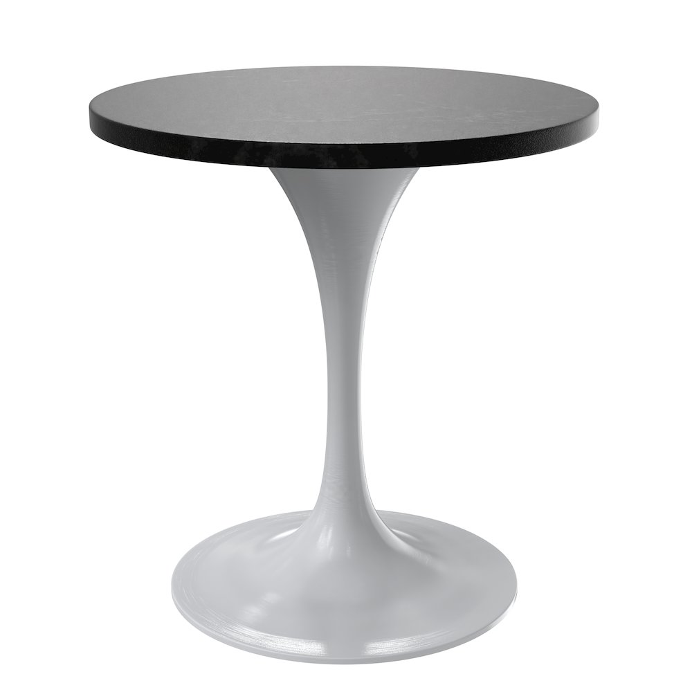 Verve Collection 27 Round Dining Table, White Base with Black MDF Top. Picture 5