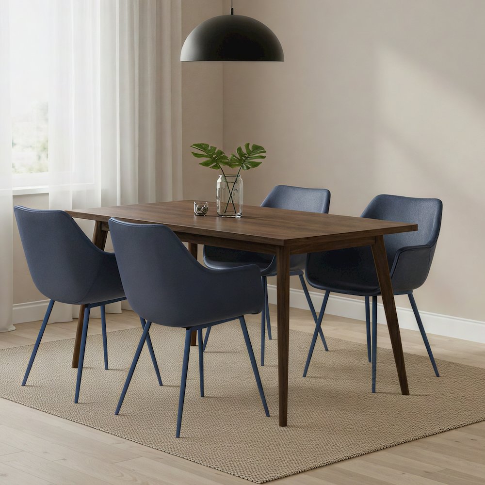 Markley Modern Leather Dining Arm Chair With Metal Legs. Picture 14