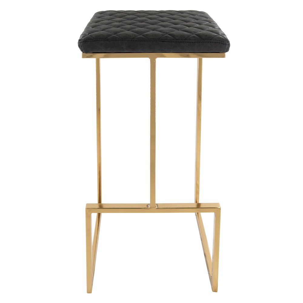 Quincy Quilted Stitched Leather Bar Stools With Gold Metal Frame. Picture 3