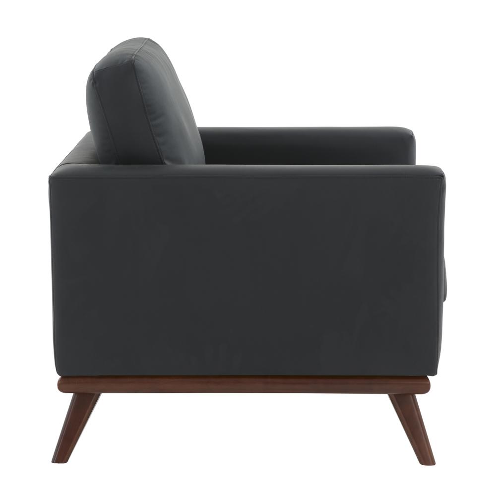 LeisureMod Chester Modern Leather Accent Arm Chair With Birch Wood Base, Black. Picture 2